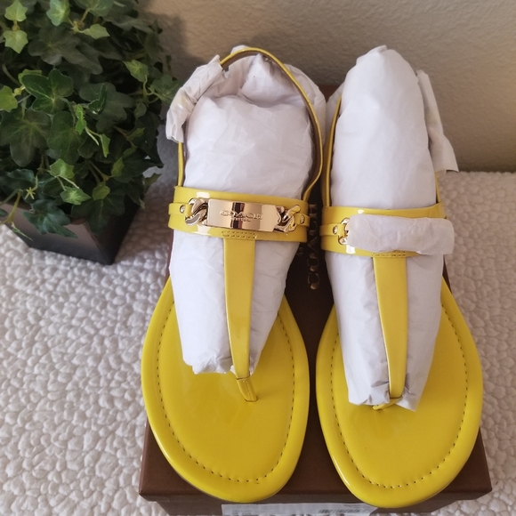 Coach Shoes - COACH Caterine T Strap Yellow Sandals (New)